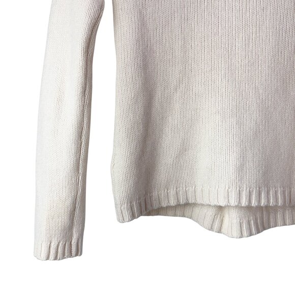 Garnet Hill 100% Cashmere Cable Detail Turtleneck Sweater Size Small Ivory White - Picture 13 of 13